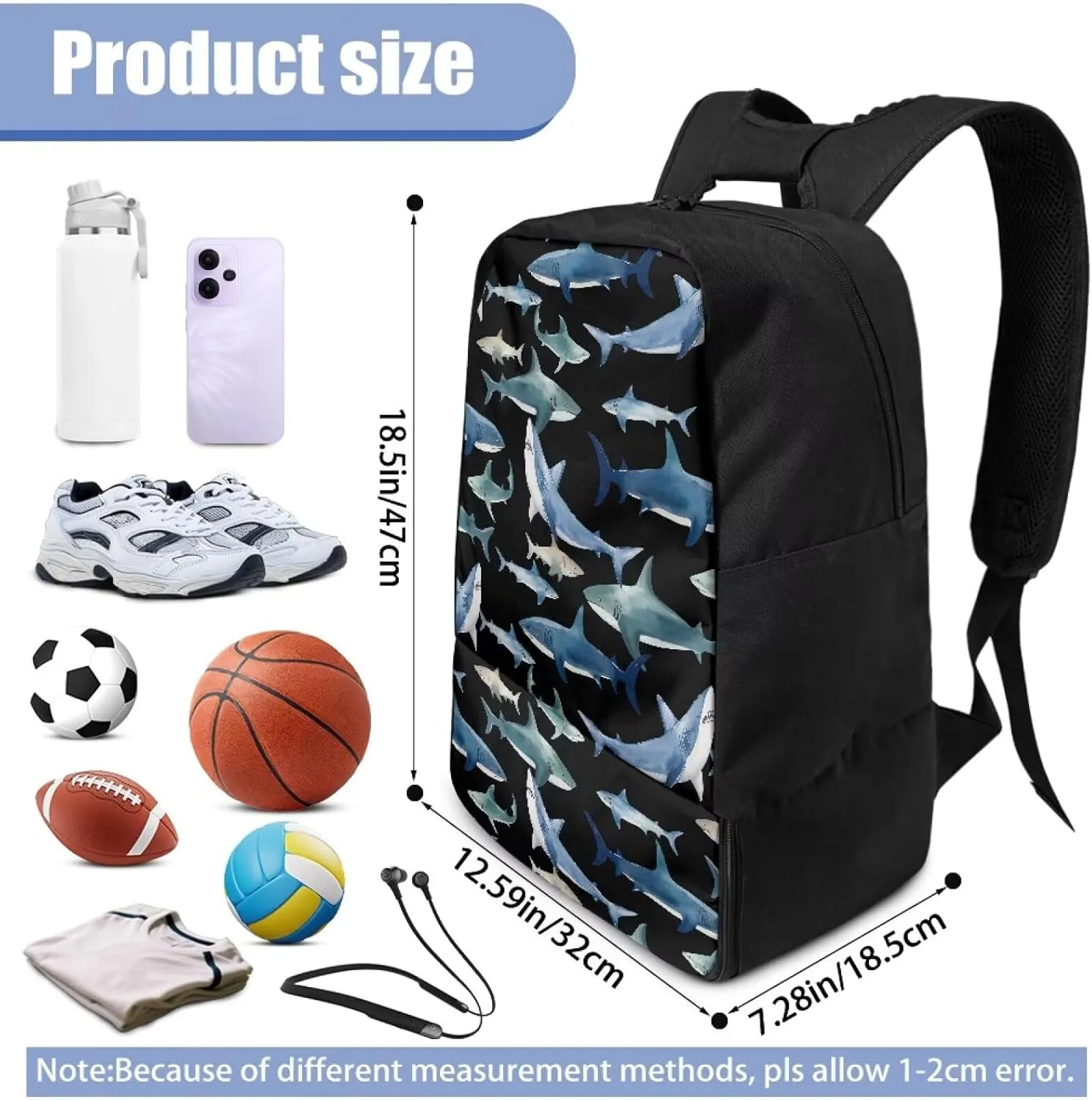 18.5in Basketball Backpack Basketball Bag with Shoe Compartment & Ball Holder, Waterproof Bag for Soccer Volleyball