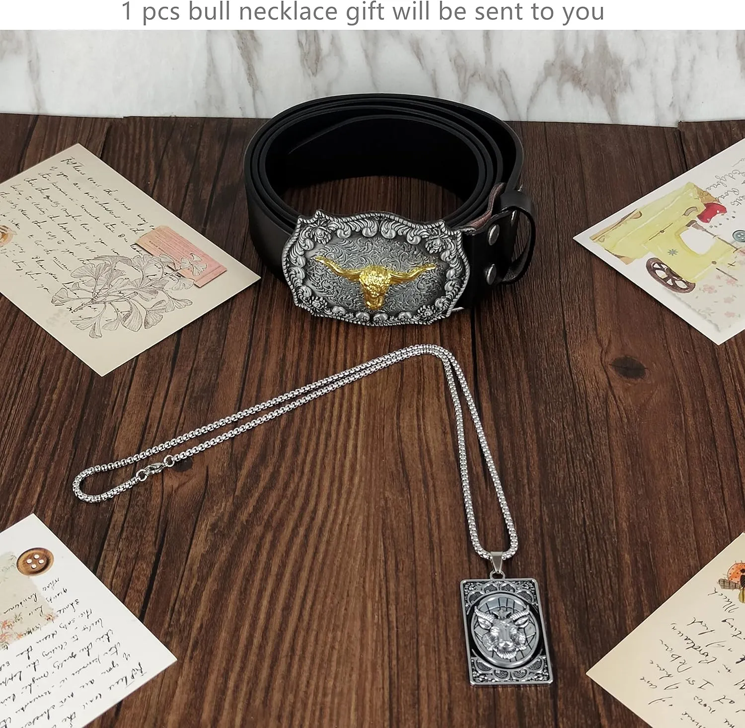 ABC STORY Mens Cow Leather Western Cowboy Skull Attitude Buckle belt