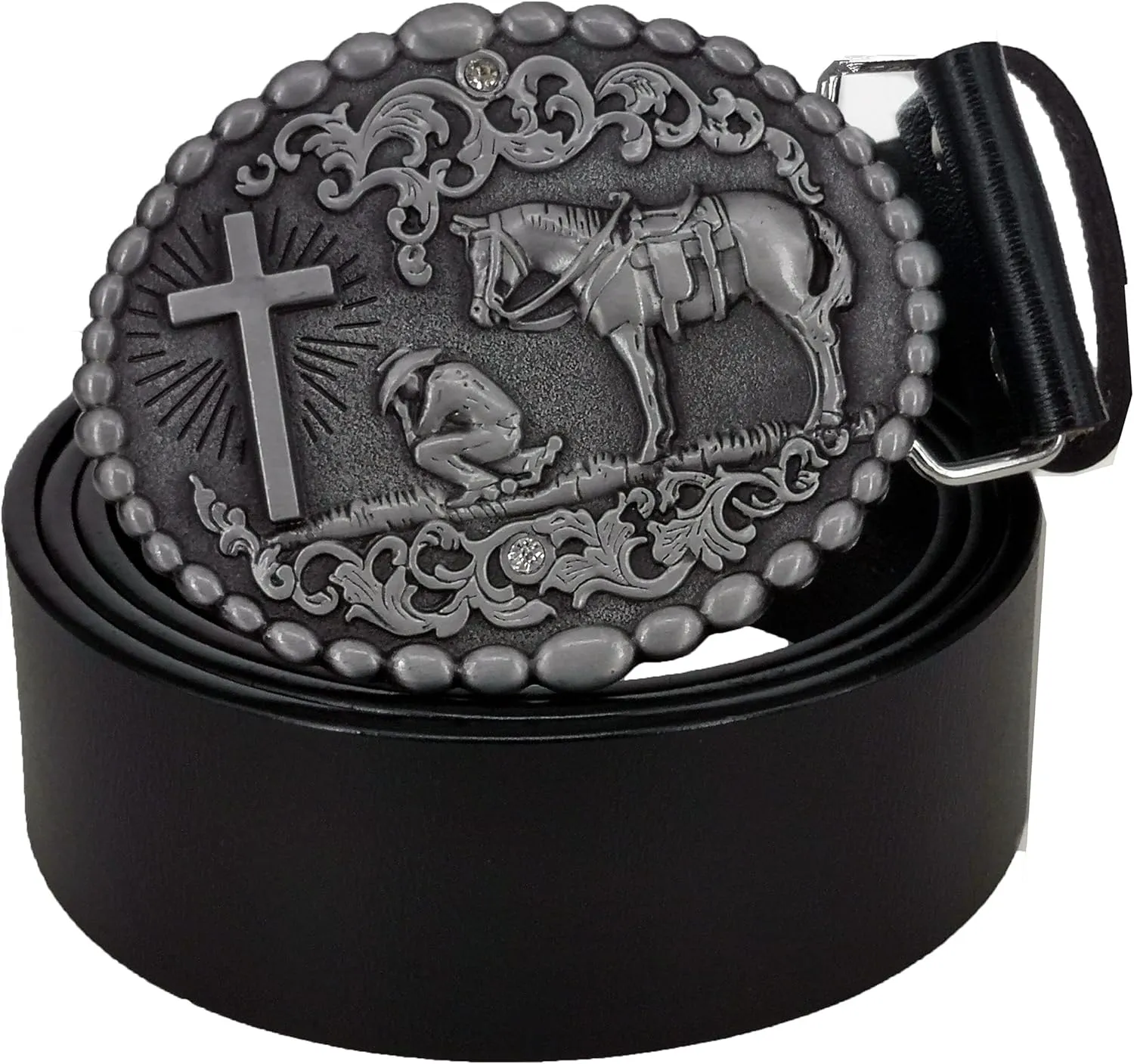 ABC STORY Mens Cow Leather Western Cowboy Skull Attitude Buckle belt