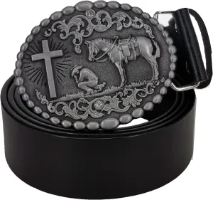 ABC STORY Mens Cow Leather Western Cowboy Skull Attitude Buckle belt