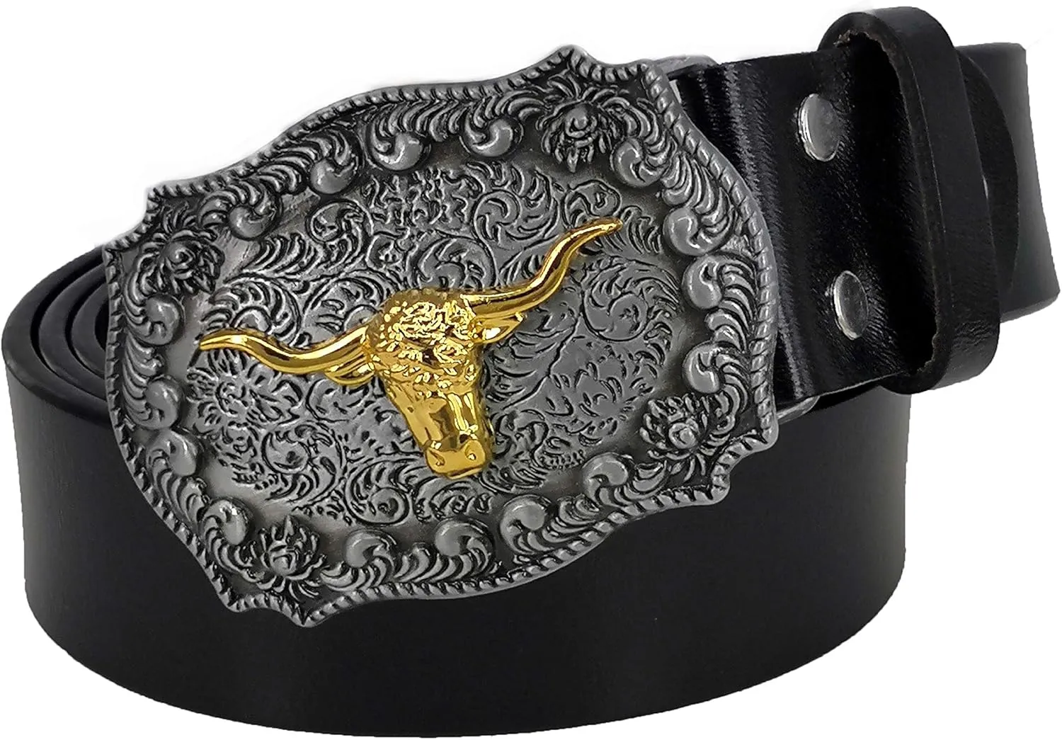 ABC STORY Mens Cow Leather Western Cowboy Skull Attitude Buckle belt