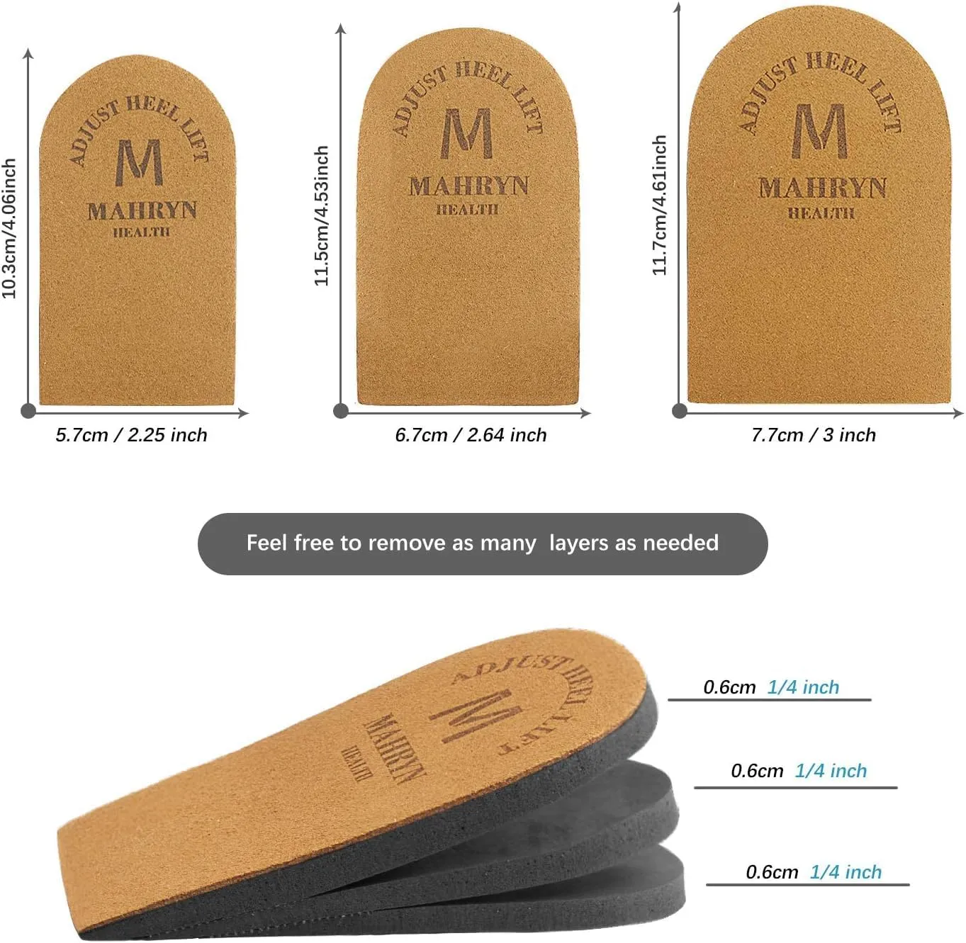 Adjustable Orthopedic Heel Lift for Leg Length Discrepancies and Heel Pain,Sports Injuries,and Achilles tendonitis,Height Increase Insoles