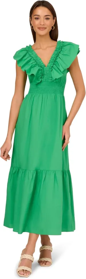 Adrianna Papell Women's Ruffle Front Maxi Dress