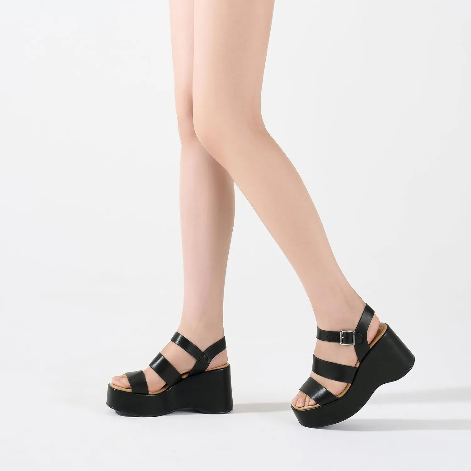 ALICEPUB Womens Platform Sandals Comfortable Open Toe Slingback Ankle Strap Flatform Wedge Shoes Summer Walking Sandals