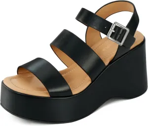 ALICEPUB Womens Platform Sandals Comfortable Open Toe Slingback Ankle Strap Flatform Wedge Shoes Summer Walking Sandals
