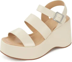ALICEPUB Womens Platform Sandals Comfortable Open Toe Slingback Ankle Strap Flatform Wedge Shoes Summer Walking Sandals