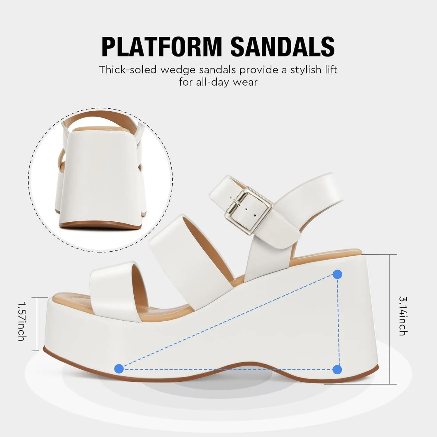 ALICEPUB Womens Platform Sandals Comfortable Open Toe Slingback Ankle Strap Flatform Wedge Shoes Summer Walking Sandals