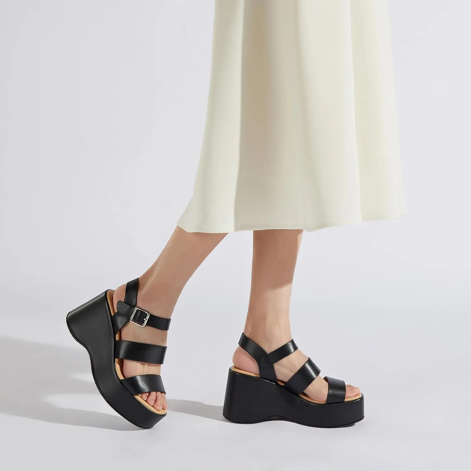 ALICEPUB Womens Platform Sandals Comfortable Open Toe Slingback Ankle Strap Flatform Wedge Shoes Summer Walking Sandals