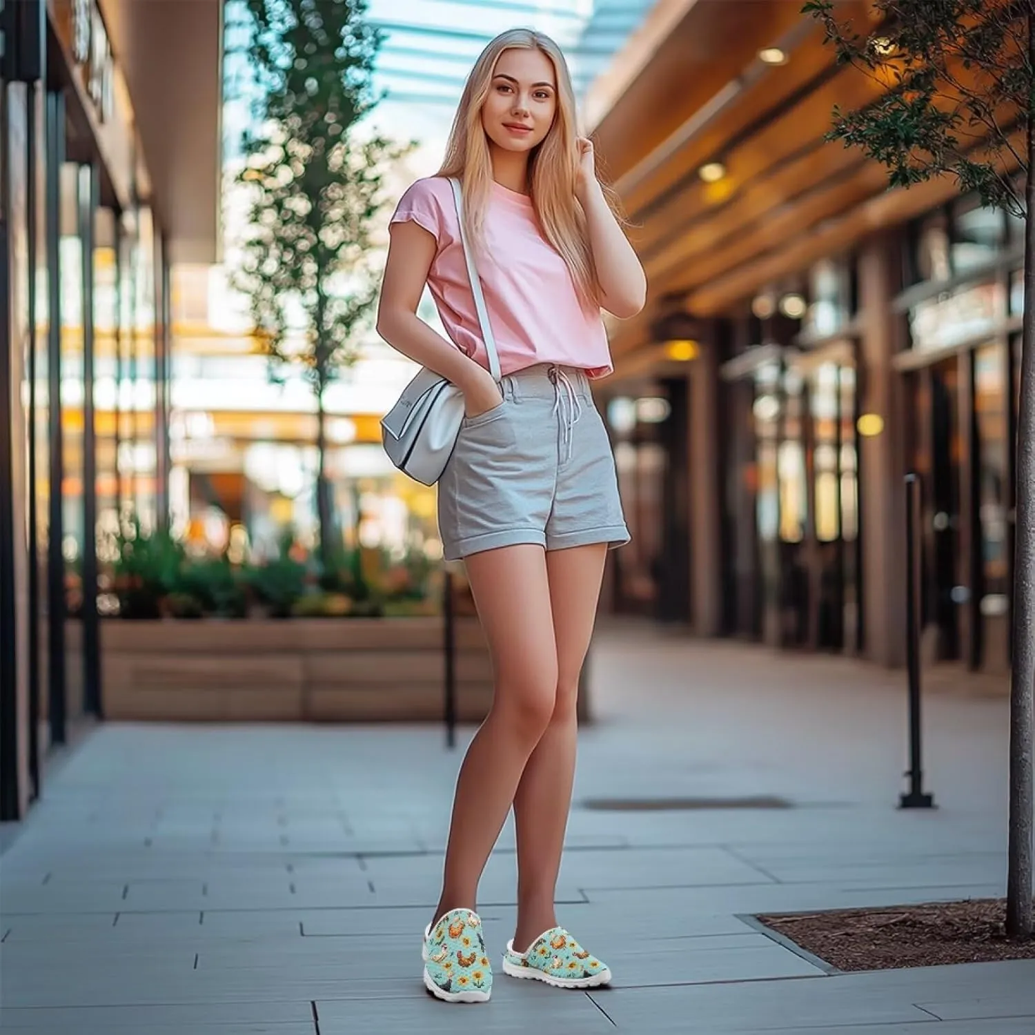 Animal Print Mule Sneakers for Women Mesh Running Shoes Low Top Mesh Loafers for Indoor Outdoor