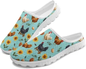Animal Print Mule Sneakers for Women Mesh Running Shoes Low Top Mesh Loafers for Indoor Outdoor