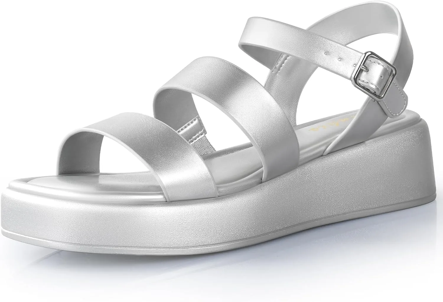 Ankis Platform Sandals Two Bands Open Toe Heeled Sandals with Adjustable Ankle Strap Comfortable and Lightweight Wedge Shoes in Summer