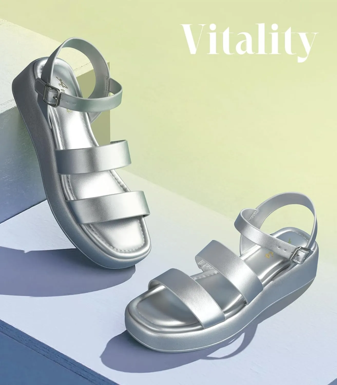 Ankis Platform Sandals Two Bands Open Toe Heeled Sandals with Adjustable Ankle Strap Comfortable and Lightweight Wedge Shoes in Summer