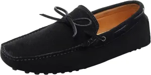 ANUFER Men's Soft Suede Leather Driving Loafers Shoes Bowtie Moccasin Slippers Big Size