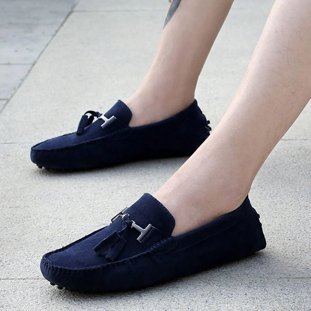 ANUFER Men's Stylish Tassel Suede Moccasins Comfort Loafers Flats Driving Shoes