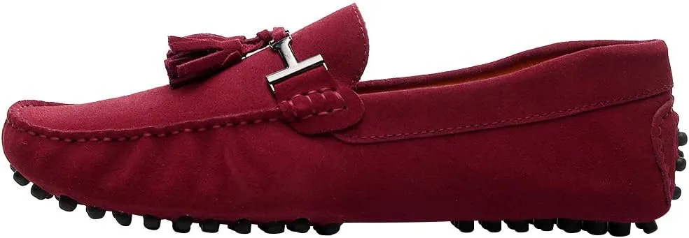 ANUFER Men's Stylish Tassel Suede Moccasins Comfort Loafers Flats Driving Shoes
