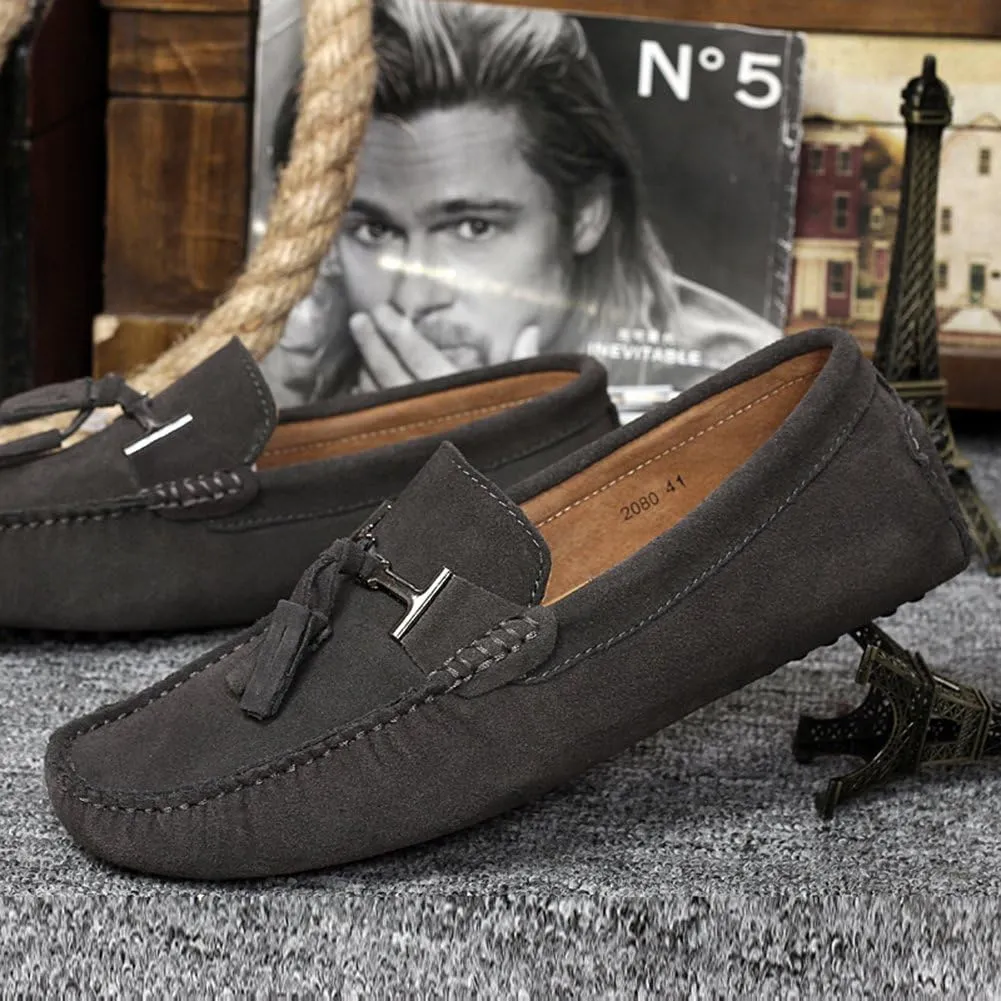 ANUFER Men's Stylish Tassel Suede Moccasins Comfort Loafers Flats Driving Shoes