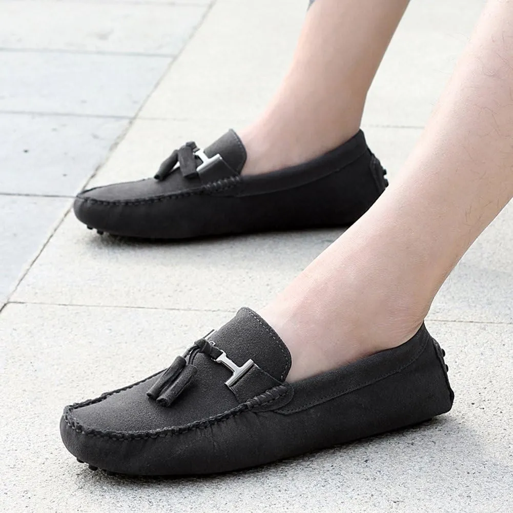 ANUFER Men's Stylish Tassel Suede Moccasins Comfort Loafers Flats Driving Shoes