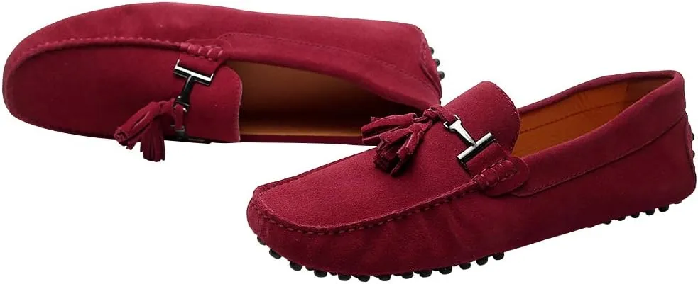 ANUFER Men's Stylish Tassel Suede Moccasins Comfort Loafers Flats Driving Shoes