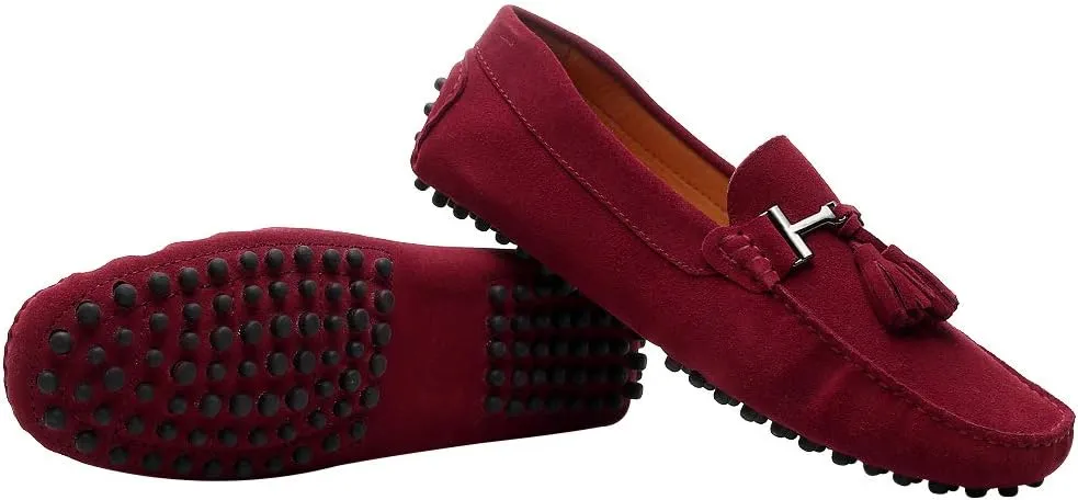 ANUFER Men's Stylish Tassel Suede Moccasins Comfort Loafers Flats Driving Shoes
