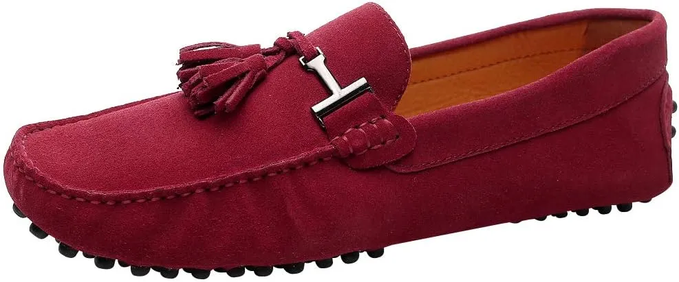ANUFER Men's Stylish Tassel Suede Moccasins Comfort Loafers Flats Driving Shoes