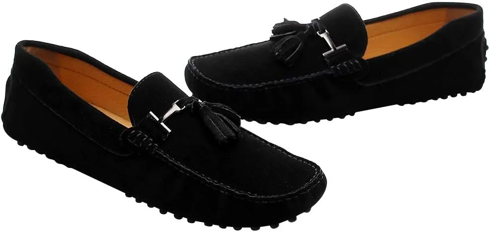 ANUFER Men's Stylish Tassel Suede Moccasins Comfort Loafers Flats Driving Shoes