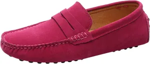 ANUFER Men's Suede Leather Penny Loafers Comfort Driving Shoes Moccasin Slippers