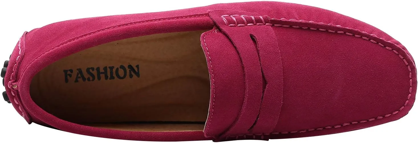 ANUFER Men's Suede Leather Penny Loafers Comfort Driving Shoes Moccasin Slippers