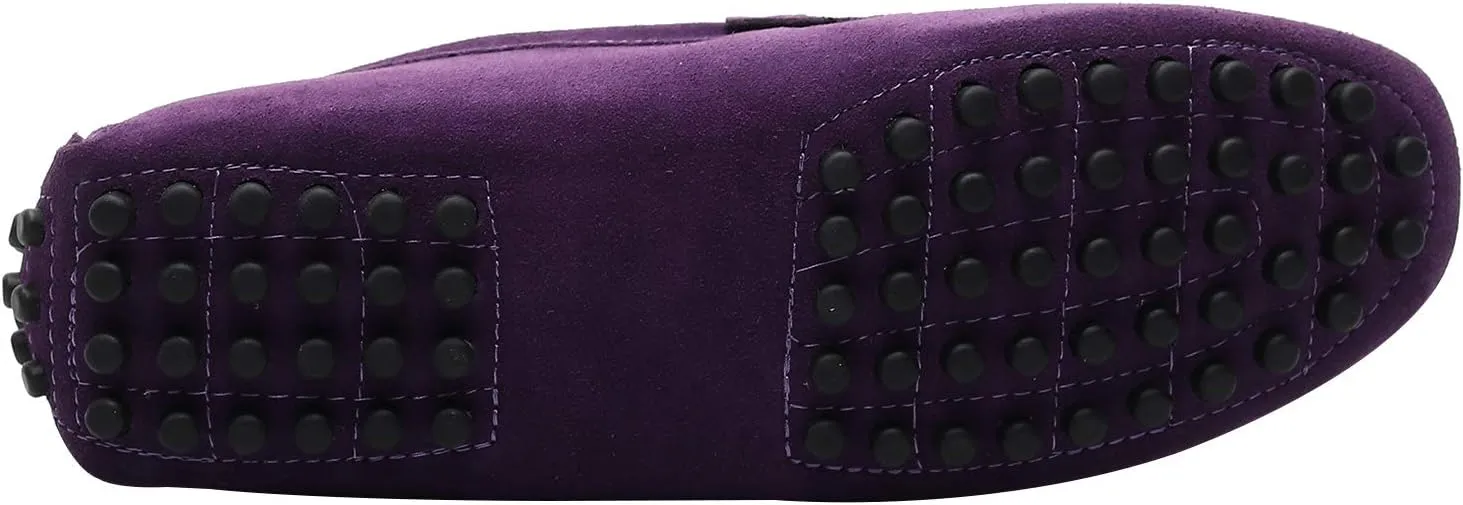 ANUFER Men's Suede Leather Penny Loafers Comfort Driving Shoes Moccasin Slippers
