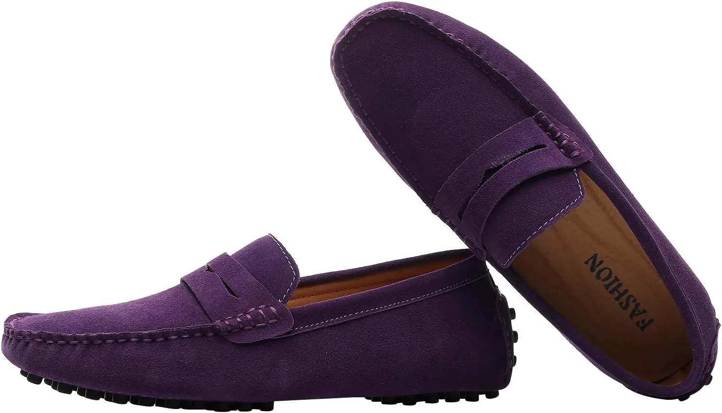 ANUFER Men's Suede Leather Penny Loafers Comfort Driving Shoes Moccasin Slippers