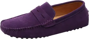 ANUFER Men's Suede Leather Penny Loafers Comfort Driving Shoes Moccasin Slippers
