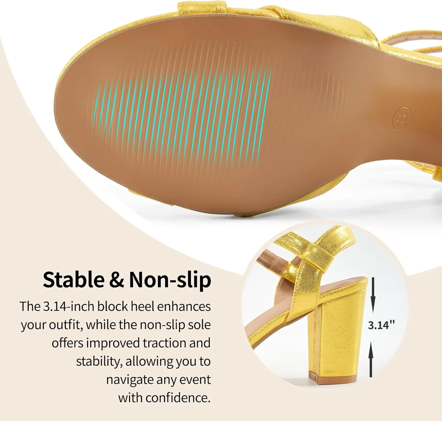 Aomigoct Strappy Heels for Women Wedding: Comfortable Chunky Heel Sandals for Party - Ladies Open Toe Heels Shoes
