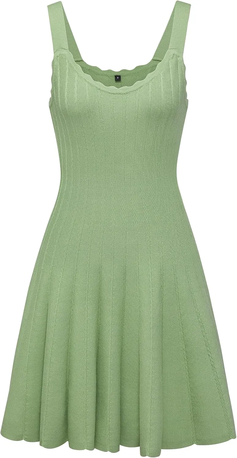 Arach&Cloz Women's 2025 Summer Dresses Knitted Sleeveless Spring Casual Flowy A Line Beach Vacation Mini Sundress