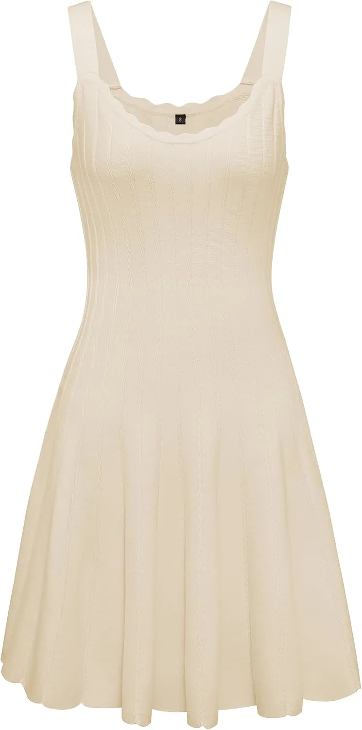 Arach&Cloz Women's 2025 Summer Dresses Knitted Sleeveless Spring Casual Flowy A Line Beach Vacation Mini Sundress