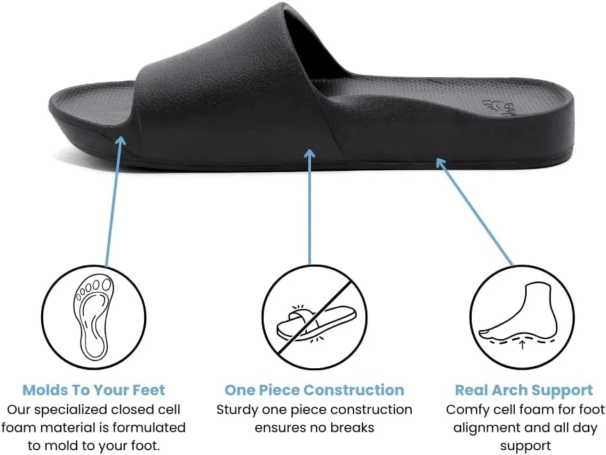 Archies Arch Support Slides – Orthotic Recovery Sandals for Plantar Fasciitis Relief, Foot Pain & Heel Pain – Lightweight, Cushioned, Shock-Absorbing Slides for Walking, Standing, and All-Day Comfort