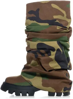 Arqa Fold Over Boots For Women Lug Sole Mid Calf Boot Slouched Ruched Platform Riding Booties Summer Party Shoes