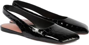 Arqa Women's Patent Leather Flats with Exposed Heels Slingback Low Heel Leather Upper Mary Jane Flats Soles Squared Toe Summer Sandals Casual Spring Comfortable Shoes