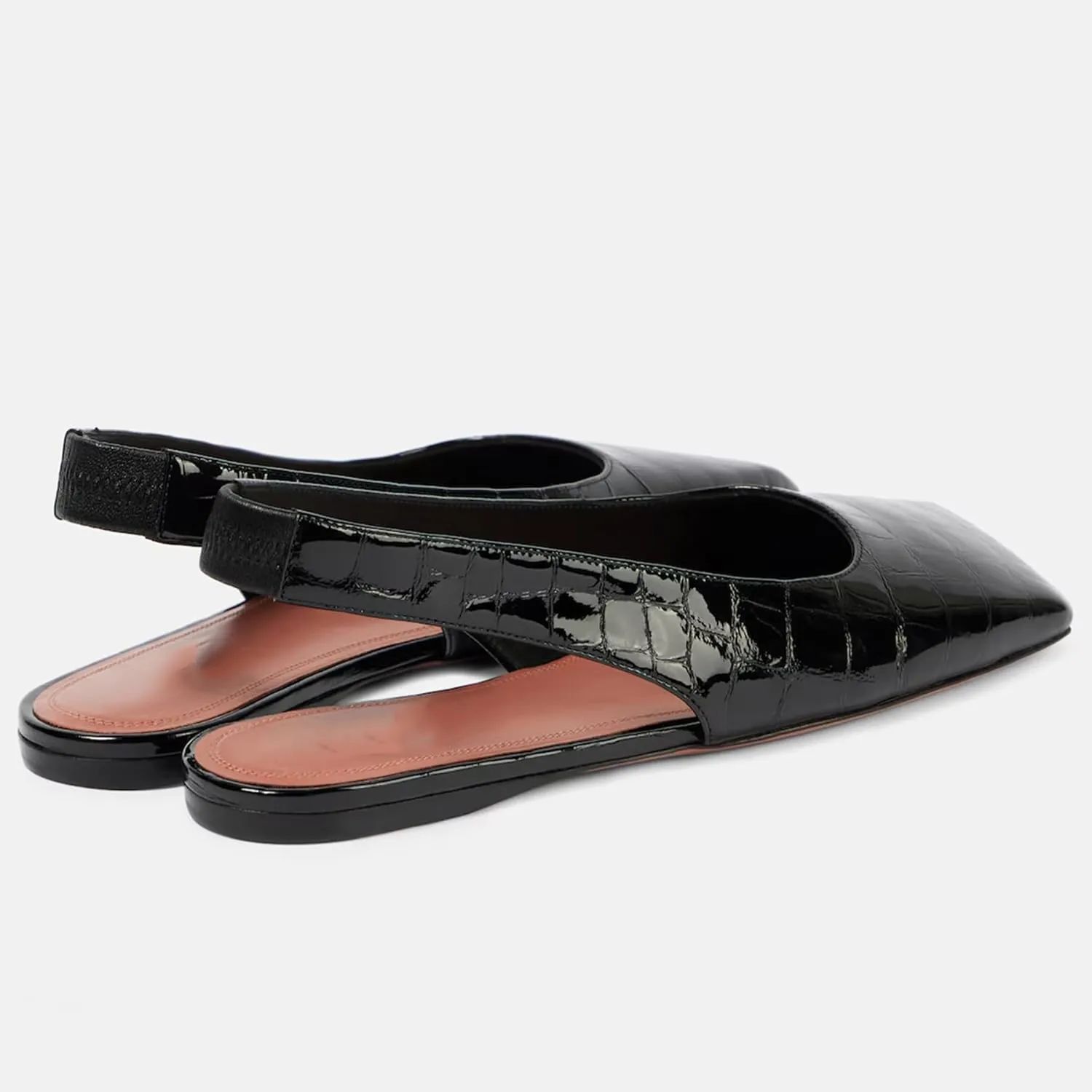 Arqa Women's Patent Leather Flats with Exposed Heels Slingback Low Heel Leather Upper Mary Jane Flats Soles Squared Toe Summer Sandals Casual Spring Comfortable Shoes