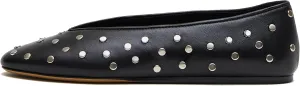 Arqa Women's Round Toe Studded Leather Slippers Comfortable Casual Soft Slip On Suede Leather Ballet Flats Dressy Simple Ballerina Walking Low Heel Shoes