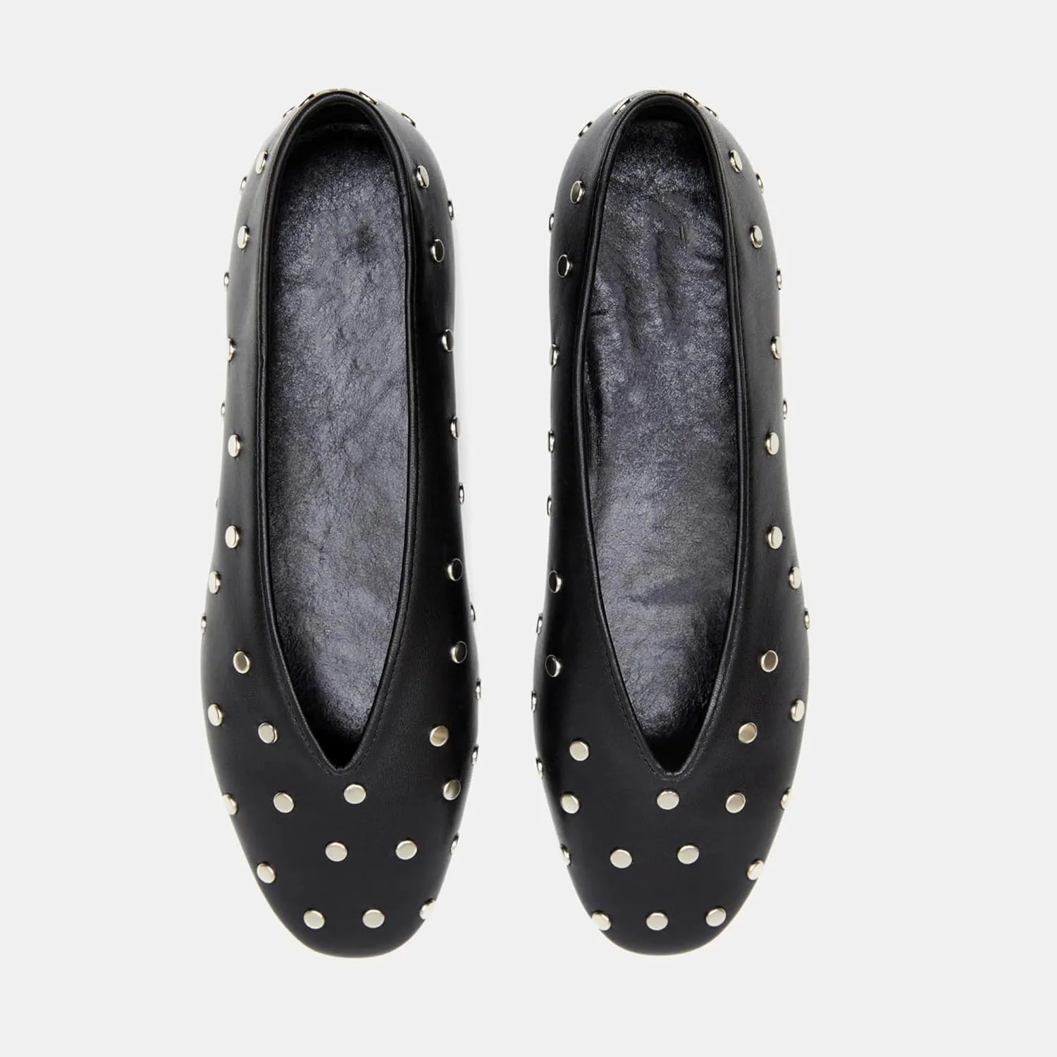 Arqa Women's Round Toe Studded Leather Slippers Comfortable Casual Soft Slip On Suede Leather Ballet Flats Dressy Simple Ballerina Walking Low Heel Shoes