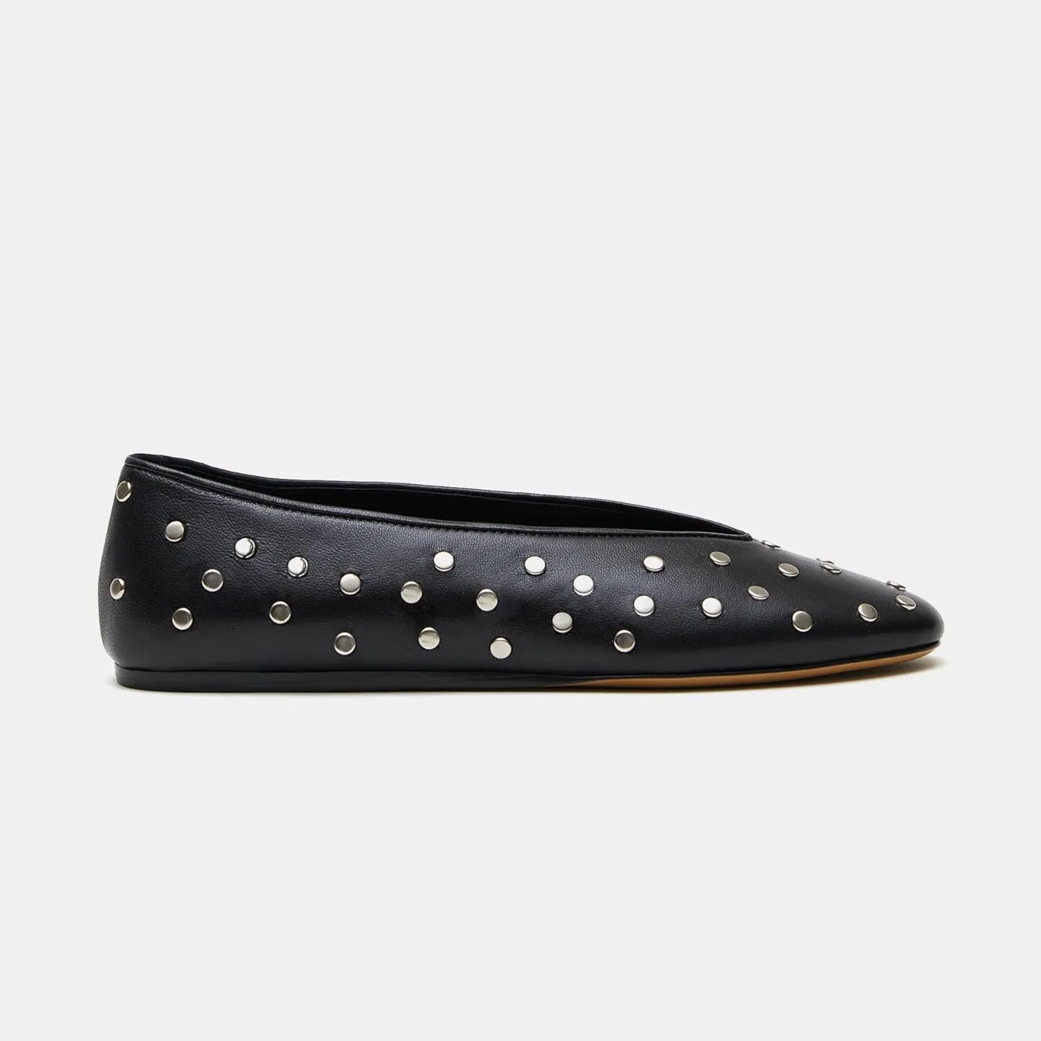 Arqa Women's Round Toe Studded Leather Slippers Comfortable Casual Soft Slip On Suede Leather Ballet Flats Dressy Simple Ballerina Walking Low Heel Shoes