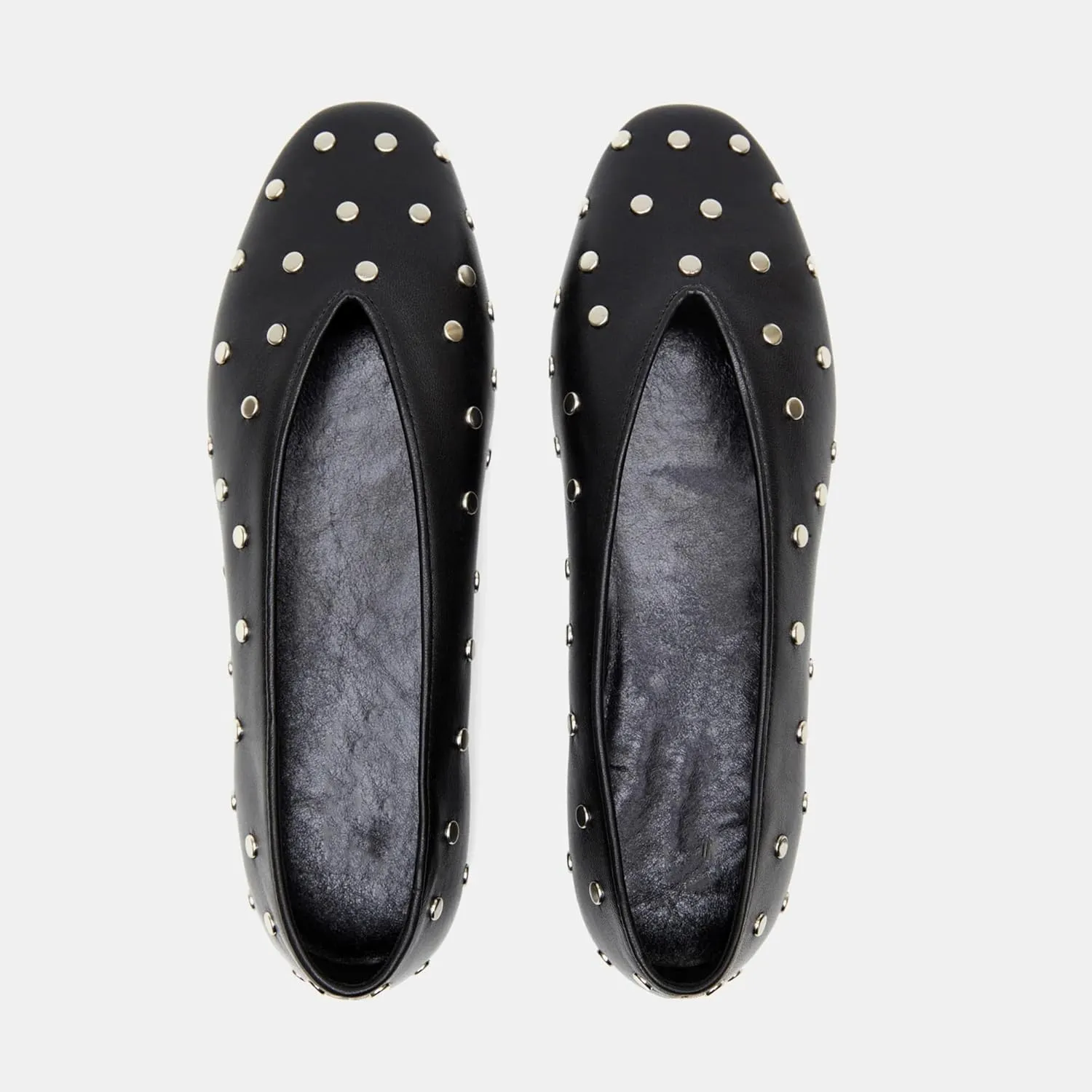 Arqa Women's Round Toe Studded Leather Slippers Comfortable Casual Soft Slip On Suede Leather Ballet Flats Dressy Simple Ballerina Walking Low Heel Shoes