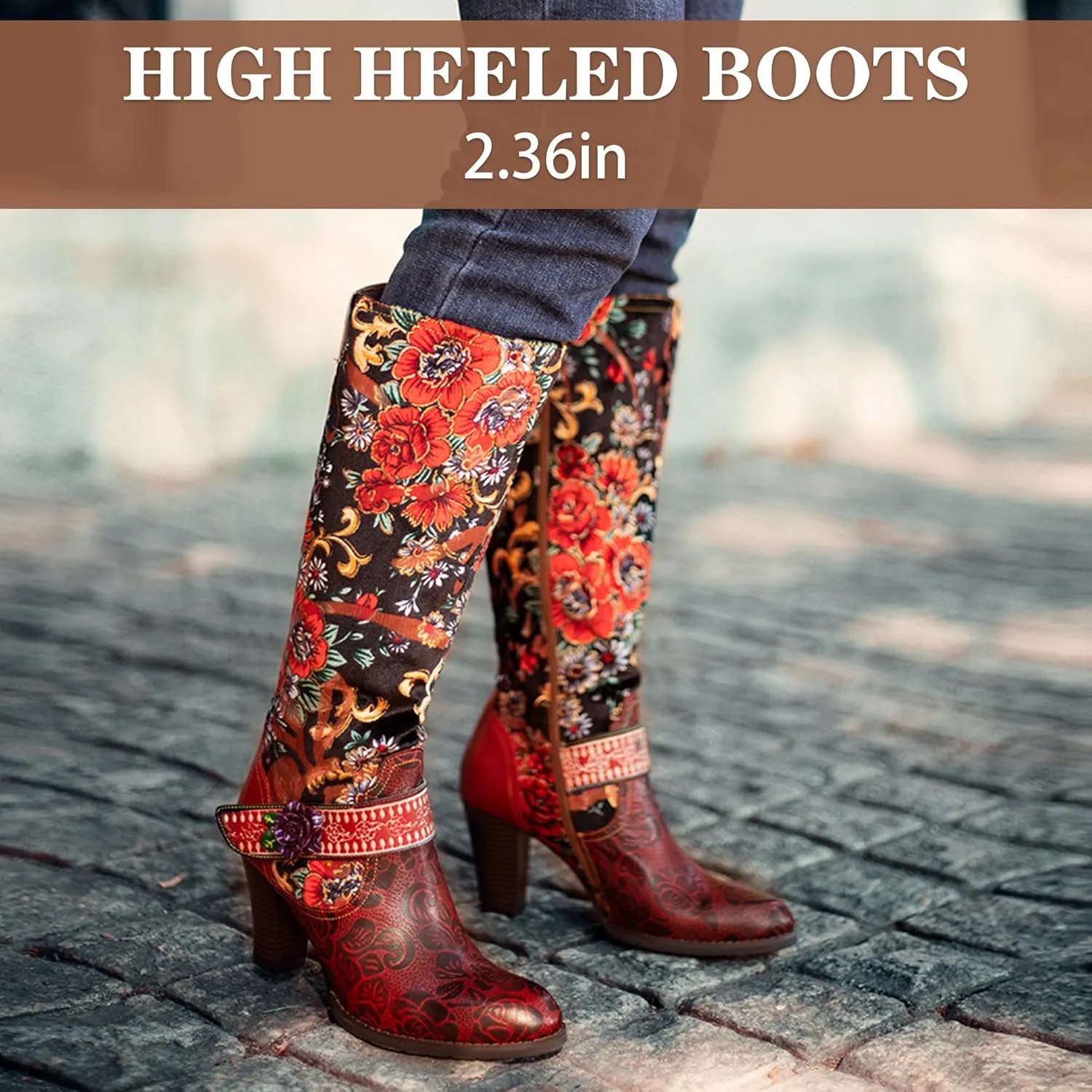 Artisan Handmade Women's Cowboy and Knight Boots - High Heels and Flat Bottoms Genuine Sheepskin, Ethnic and Vintage Style for Ladies and Girls