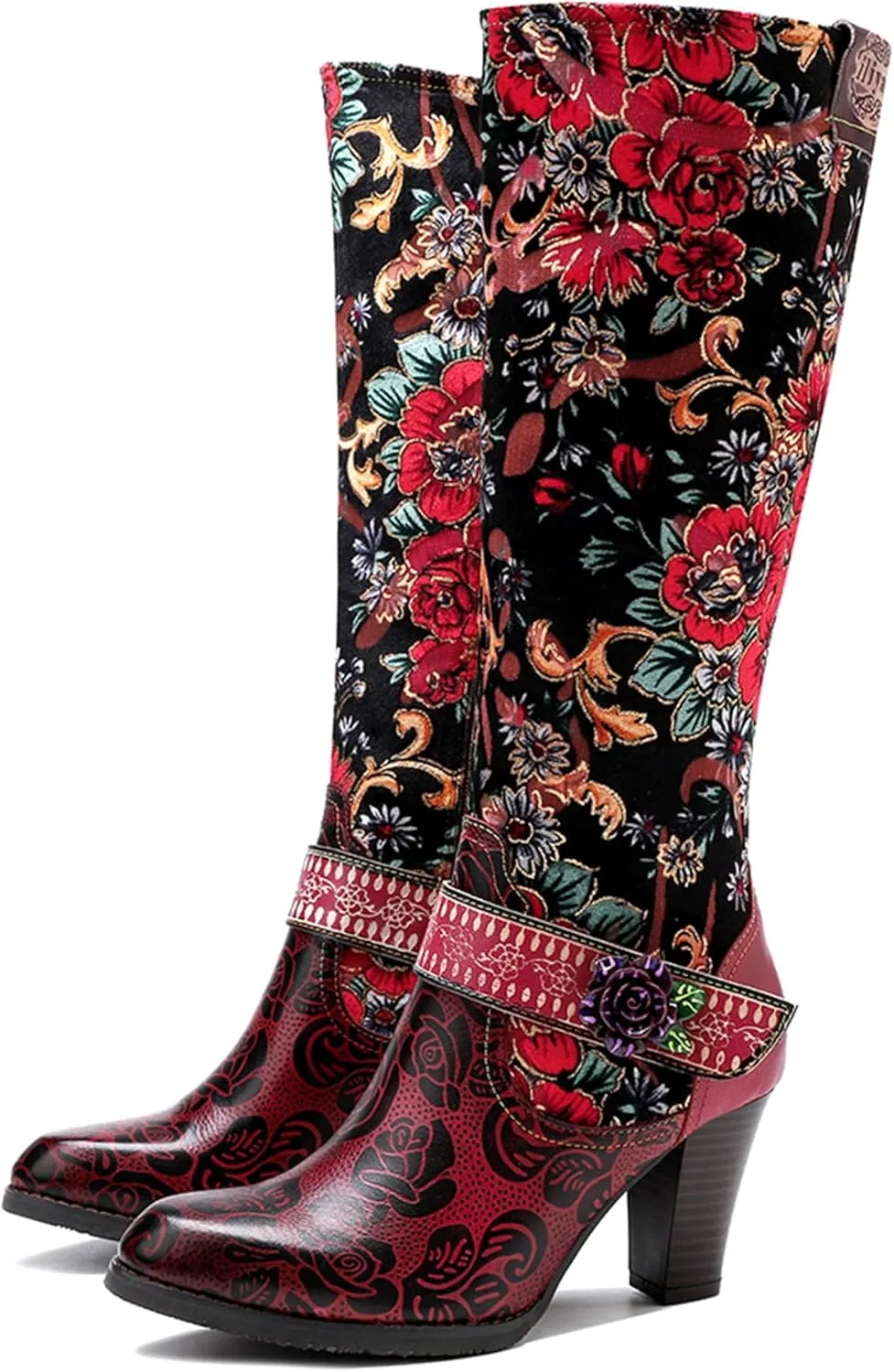 Artisan Handmade Women's Cowboy and Knight Boots - High Heels and Flat Bottoms Genuine Sheepskin, Ethnic and Vintage Style for Ladies and Girls