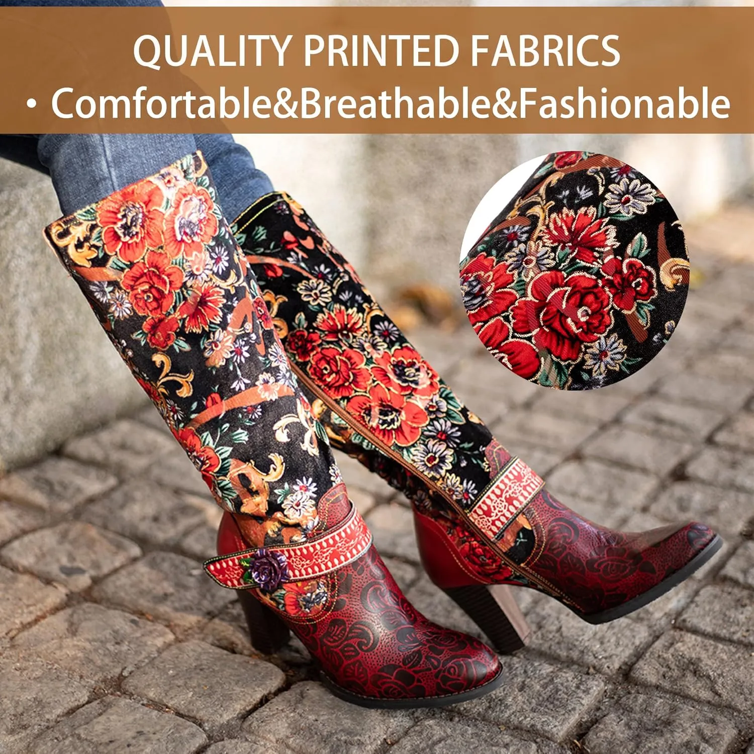 Artisan Handmade Women's Cowboy and Knight Boots - High Heels and Flat Bottoms Genuine Sheepskin, Ethnic and Vintage Style for Ladies and Girls