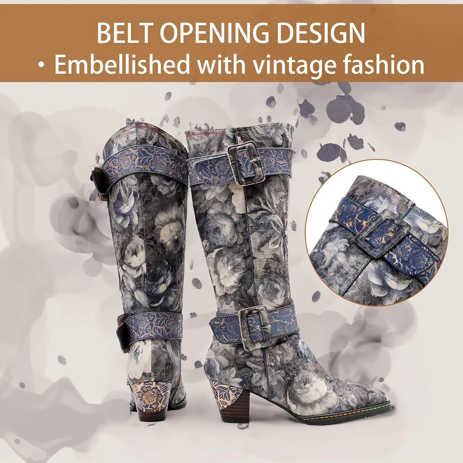 Artisan Handmade Women's Cowboy and Knight Boots - High Heels and Flat Bottoms Genuine Sheepskin, Ethnic and Vintage Style for Ladies and Girls
