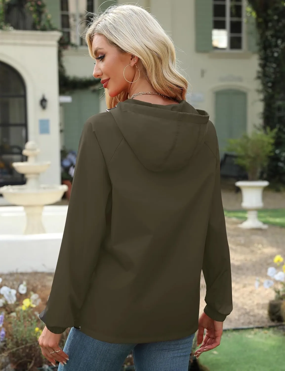 Avoogue Rain Jacket for Women Waterproof Lightweight Windbreaker Jacket with Hood Packable Raincoat with Pockets S-3XL