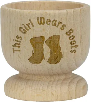 Azeeda 'Girl Biker Boots' Wooden Egg Cup (EC00029834)