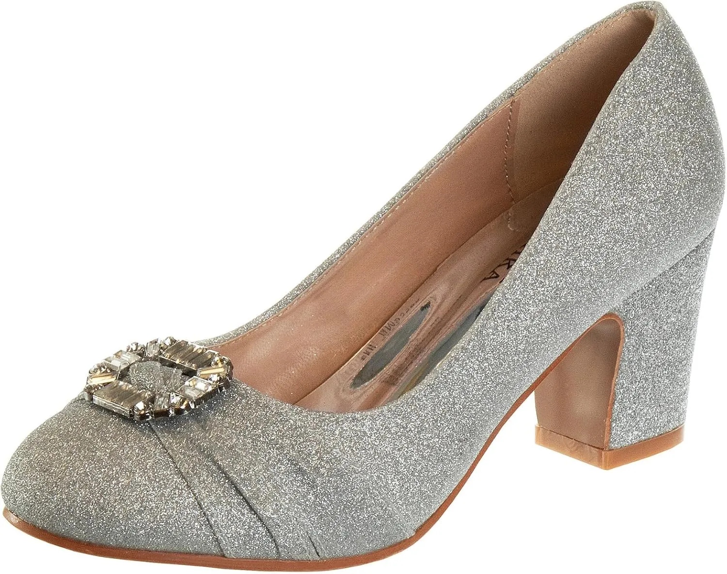 Badgley Mischka Closed Toe Heels for Kids Girls - Block Heel Dress Shoe Pumps with Crystal Frame (Sizes 13-6 Little Kid-Big Kid)