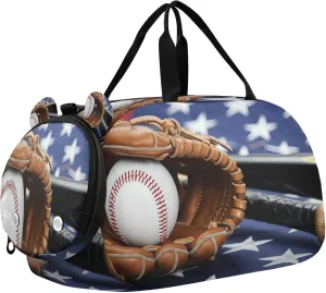 Baseball Glove Youth Sports & Travel Duffle Bag with Shoe Compartment,Waterproof Gym Bag for Girls and Boys (Overnight Essentials Organizer)