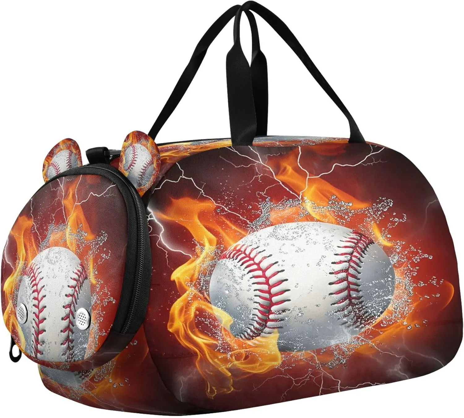 Baseball Youth Sports & Travel Duffle Bag with Shoe Compartment,Waterproof Gym Bag for Girls and Boys (Overnight Essentials Organizer)